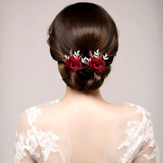 喜婆婆盘发头饰结婚婚礼喜妈妈婚宴发饰盘头发饰品精致花头花。
