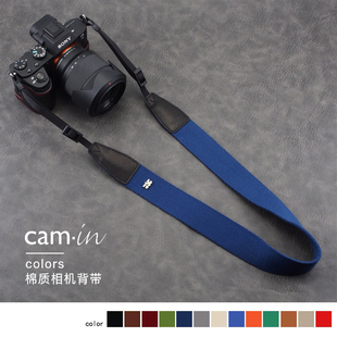 cam-in可斜跨棉织，复古单反相机背带，微单肩带适用于富士索尼徕卡