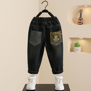 男童秋冬季牛仔裤，2023中小童洋气时髦儿童男宝宝加绒加厚裤子
