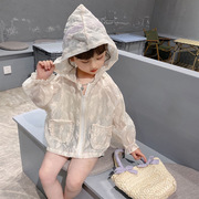 女童轻薄款蕾丝连帽防晒衣，夏季宝宝透气皮肤，衣儿童空调衫外套