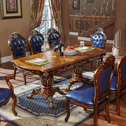 摩登概念欧式实木餐桌椅组合美式古典多功能折叠可伸缩长方形4人6