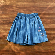 女童裤子夏季薄款儿童短裤，夏装天丝牛仔，外穿2024女大童裙裤潮