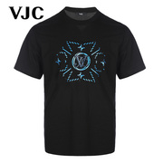同款VJC/威杰思2024夏季男装凉感烫钻印花短袖T恤