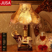 欧式床头灯卧室装饰台灯树脂，古典书房客厅灯，复古婚庆创意大象灯