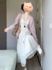 白色蕾丝吊带连衣裙子女2024新款早秋季韩系穿搭初恋气质长裙套装