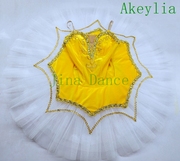 黄白色丝绒面料芭蕾舞裙儿童舞台，表演出服定制比赛考级蓬蓬裙tutu