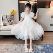 女童仙女裙2023夏季气质白色，网纱长裙公主，裙礼服大裙摆连衣裙