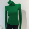 高领绿色打底衫女秋冬内搭堆堆领毛衣洋气2024气质修身针织衫