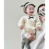 ins韩版春秋季婴幼儿碎花长袖棉质套装女洋气印花上衣+短裤两件套