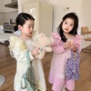 韩国童装春秋女孩蕾丝背心连衣裙假两件韩版宝宝飞袖公主裙