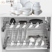 拉篮厨房抽屉式橱柜双层304不锈钢，碗篮收纳家装，建材厨卫五金