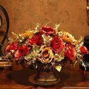 客厅仿真花套装假花装饰绢花玫瑰餐桌摆件盆栽欧式花瓶插花艺摆设