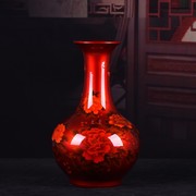 陶瓷工艺品水晶釉牡丹花瓶花插中式家居时尚柜台装饰