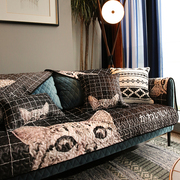 可爱猫咪冬季客厅沙发坐垫简约现代卡通毛绒沙发垫套可水洗沙发巾
