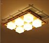 美式乡村木艺客厅吸顶灯 北欧风格个性卧室正方形实木led吸顶灯具