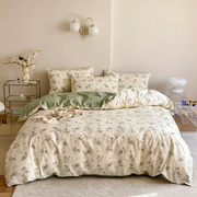 四件套纯棉100全棉床单被套床上用品床笠款花卉4件套夏季床品套件