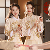 中式伴娘服女2023冬季姐妹团礼服小个子高级感旗袍秀禾伴娘裙