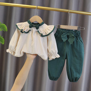 女宝宝洋气春装2衣服，1一4岁3周半女婴，儿童装小女孩春秋款两件套装