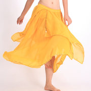 印度舞蹈演出服下装肚皮舞服装裙子雪纺飘逸舞蹈练习金边裙Q09