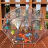 透明儿童雨伞卡通消防车恐龙，学生男女孩，长柄宝宝幼儿园公主伞