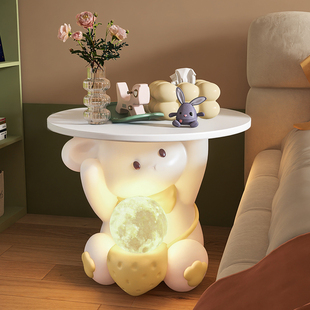 创意卡通甜甜兔可爱儿童，床头柜大容量托盘置物收纳卧室小型床边柜