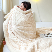 羊羔绒毛毯午睡办公室披肩小毯子冬季加厚被子珊瑚法兰绒沙发盖毯