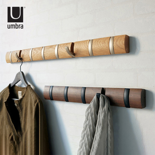 umbra创意挂钩ins实木玄关，壁挂衣架北欧墙面，装饰木质墙上衣帽钩