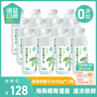 海蓝厨房海南椰子水400g*12瓶速冻椰汁纯椰子水生打榨椰青水饮料