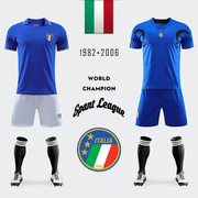 意大利复古足球服男女儿童学生比赛训练队服运动套装个性球衣定制