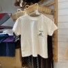 Brandy BM美式米白色字母帆船口袋饰短袖T恤bm纯棉休闲上衣女
