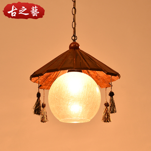 中式复古吊灯怀旧个性，创意实木单头餐厅灯吧台，仿古酒吧茶楼灯具