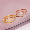 时尚ins潮小众设计个性螺旋镶钻戒指钛钢不掉色镀18K金食指戒饰品