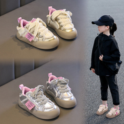 女童透气运动鞋儿童软底，鞋子春秋2024小女孩防滑休闲低帮板鞋