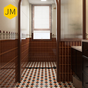 法式复古咖啡色卫生间冰裂小砖浴室，厨房南洋墙砖，阳台地面造型砖