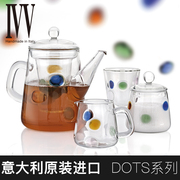意大利ivv进口圆形茶壶玻璃咖啡壶创意奶罐商用糖缸简约水壶大号