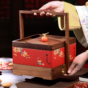 新中式干果盘过年家用客厅，实木茶几摆件糖果，收纳黄铜大容量水果盘