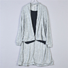 日系设计感长袖外套19l77466前短后长蕾丝，雪纺拼接假三件针织开衫