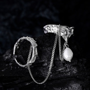 j1260韩版小众设计高级感s925纯银异形巴洛克珍珠双戒指开口
