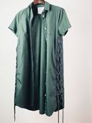 绿色长款衬衫衬衫裙日本潮牌绑带绳结设计