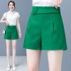 绿色短裤女夏季薄款宽松显瘦阔腿裤女士设计感时尚网红a字热裤潮
