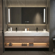 设计师定制岩板一体盆浴室柜组合轻奢风卫生间洗脸盆洗手柜洗漱台