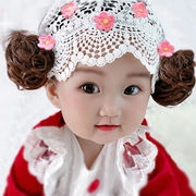 婴儿发带护囟门帽刘海发，韩国婴幼儿宝宝，可爱公主卷发假发头箍头饰