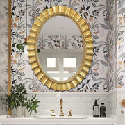 欧式复古椭圆美式浴室镜，壁挂卫浴镜，卫生间镜子厕所装饰挂镜防水