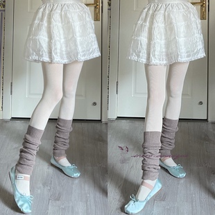 balletcore羊绒日系芭蕾法式少女竖条纹显瘦堆堆袜套护腿miu少女