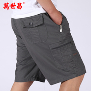 夏季爸爸短裤中年休闲五分裤男士纯棉宽松工装外穿老年人裤头 中