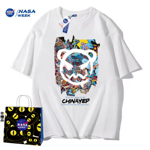 nasaweek联名款，2023纯棉短袖t恤男女潮牌上衣情侣装t恤