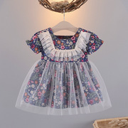 女童夏装短袖裙0-1-2-3岁女宝宝洋气连衣裙，6个月婴儿女孩网纱裙子