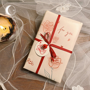 halfmoon玫瑰纸，生日礼物女友浪漫七夕情人节复古礼物包装纸