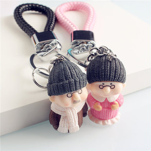情侣钥匙扣挂件 韩国可爱3D公仔男女孩一对钥匙链创意情人节礼物