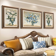 网红美式客厅沙发背景墙欧式装饰画轻奢现代简约三联画抽象油画挂
